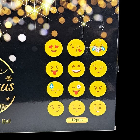 12 Piece Glass Emoji Christmas Balls Ornaments Pendant for Christmas Tree - Picture 2 of 15